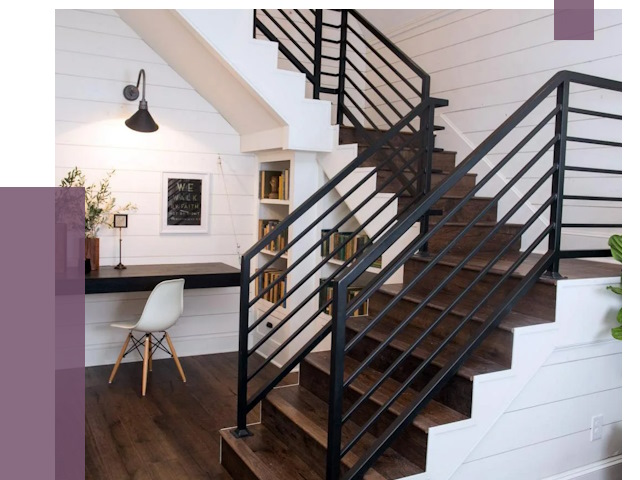 Перила для лестницы в доме в Новомосковске от 7486 руб. — ПРОЛЁТ-Нвм