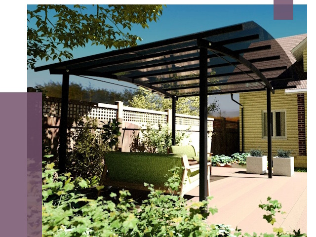 Навесы для террасы в Новомосковске от 13164 руб. под ключ | ПРОЛЁТ-Нвм