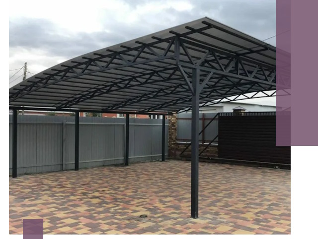 Металлические навесы под ключ в Новомосковске — изготовление и монтаж