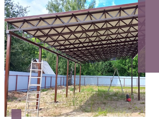 Односкатные навесы под ключ в Новомосковске — изготовление и монтаж