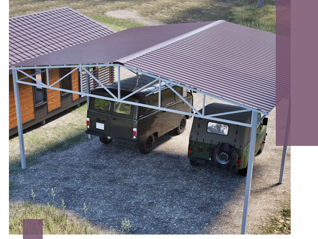 Двускатные навесы под ключ в Новомосковске — изготовление и монтаж