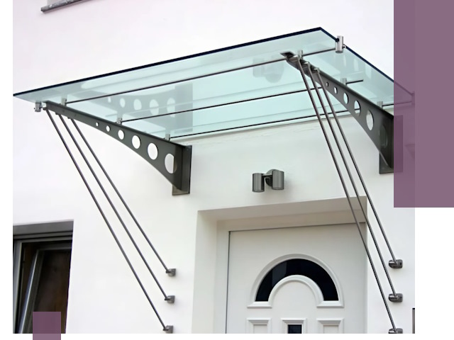 Козырьки над входом под ключ в Новомосковске — изготовление и монтаж