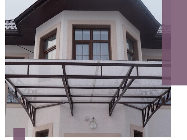 Козырьки из поликарбоната под ключ в Новомосковске